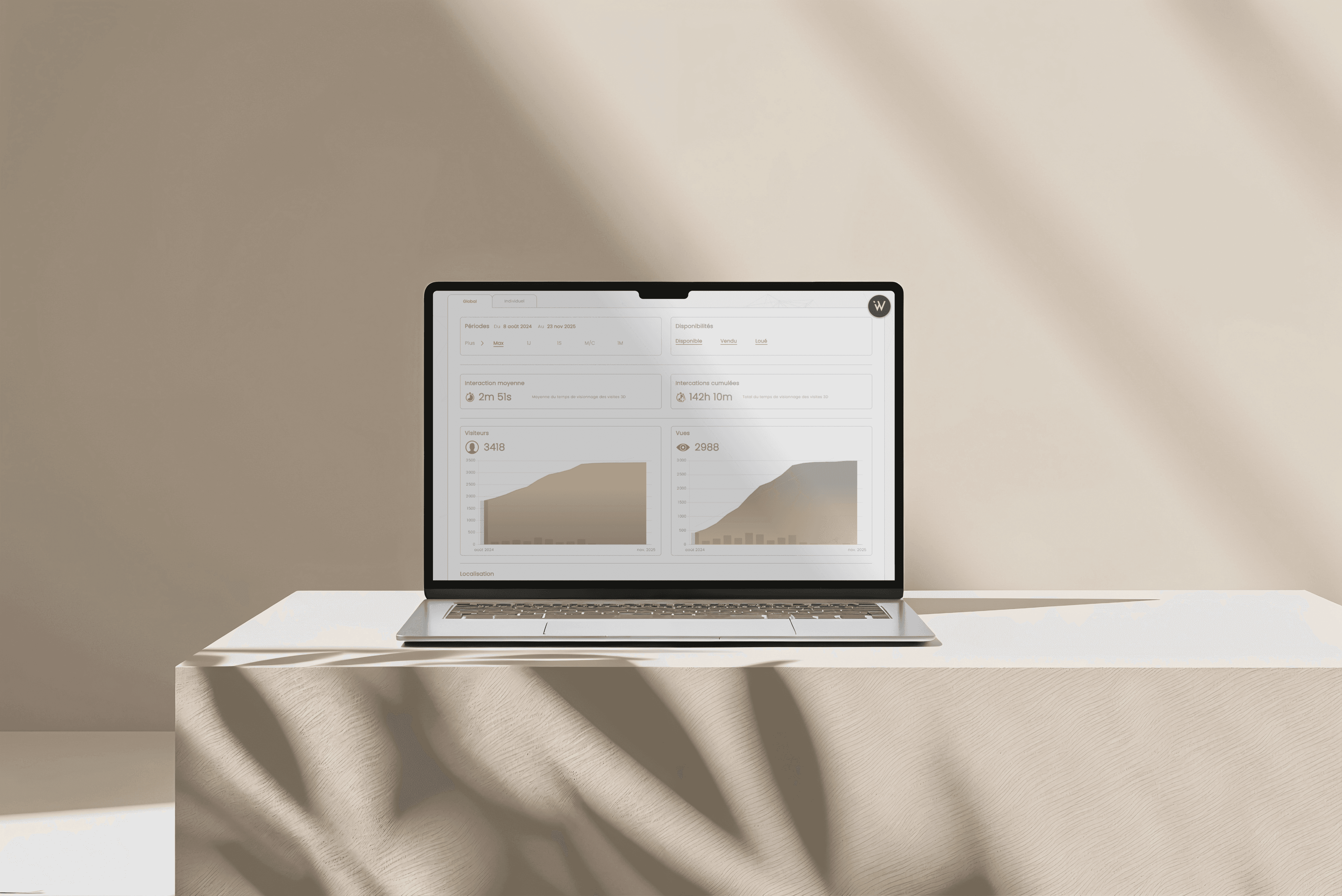 Visit Me Powered SaaS Dashboard Laptop Mockup
